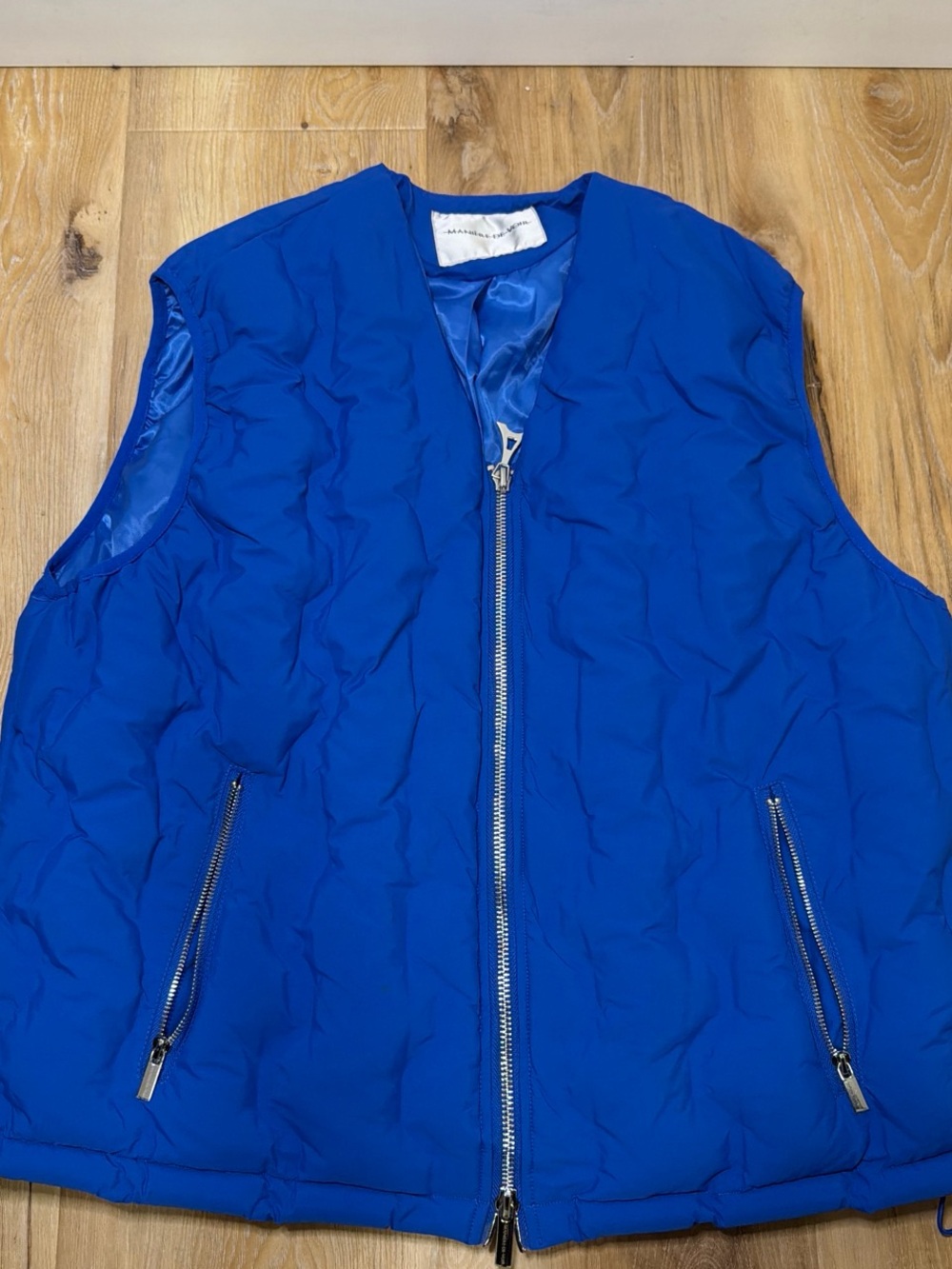 Maniere De Voir Electric Blue Quilted Zip-Front Puffer Vest